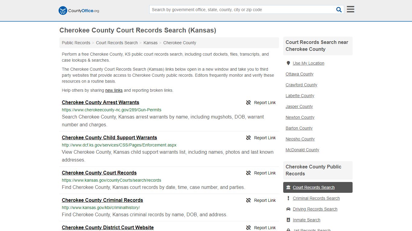 Court Records Search - Cherokee County, KS (Adoptions ...