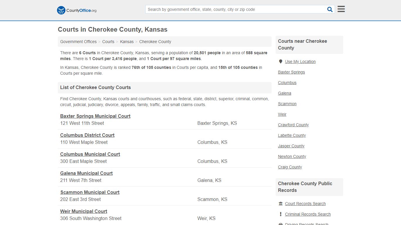 Courts - Cherokee County, KS (Court Records & Calendars)